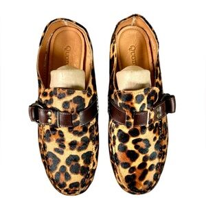 Quoddy Women’s Ring Mule Leopard Print Pony Hair Moccasin/Loafers Flats